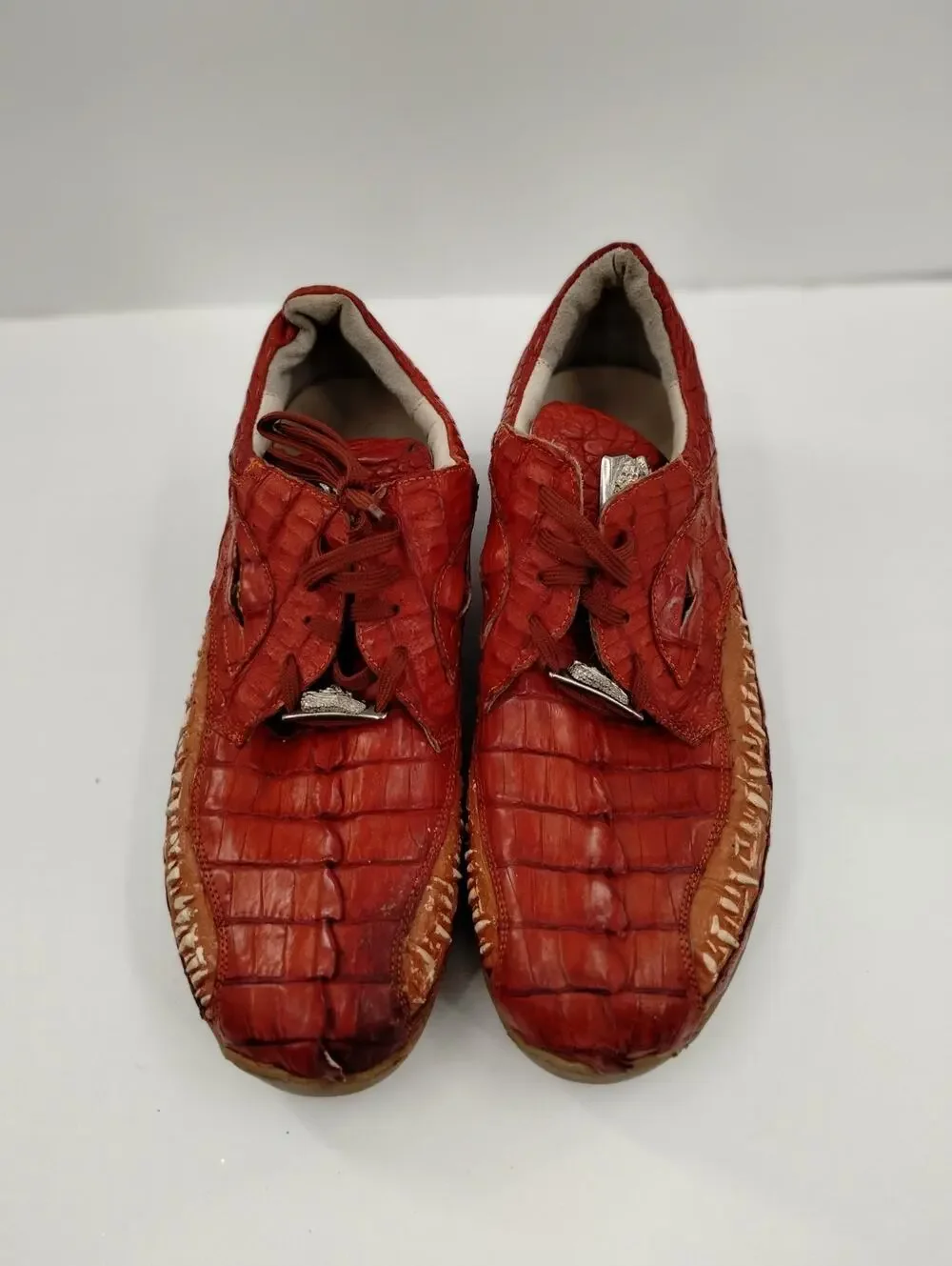 FENNIX ITALY 3044 Men's Brown Alligator Hornback Crocodile Sneakers M13 CUSTOM
